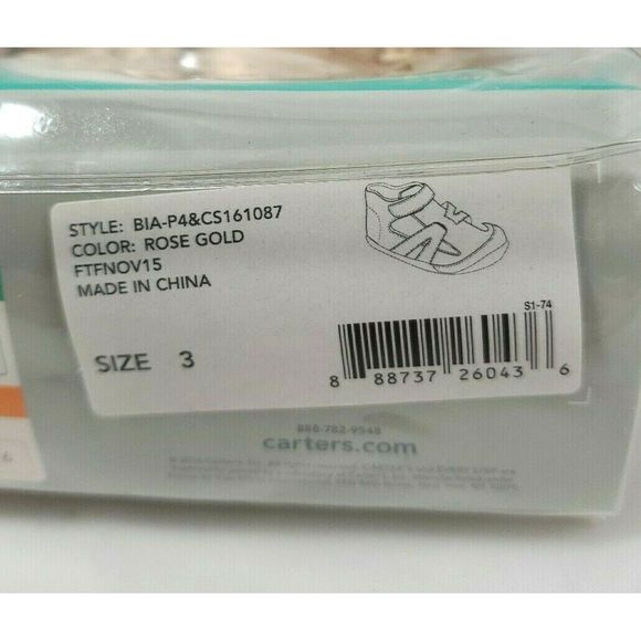 Carter's Every Step Stage 2 Stand Rose Gold Size 3 - Picture 5 of 9